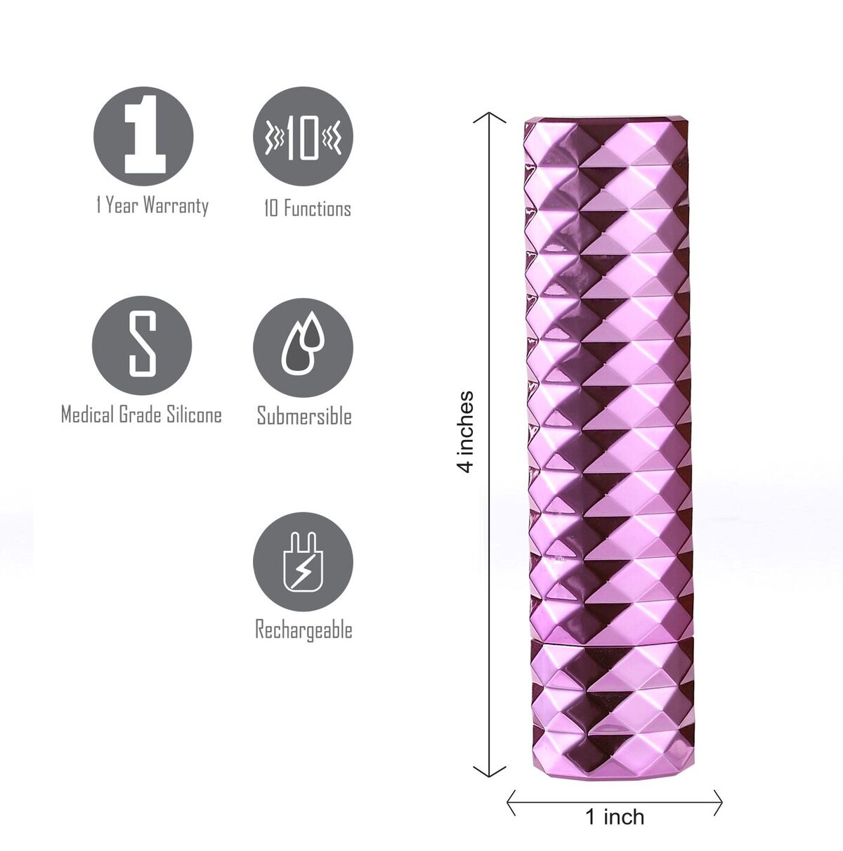 Roxie Crystal Gem Lipstick Vibrator Pink