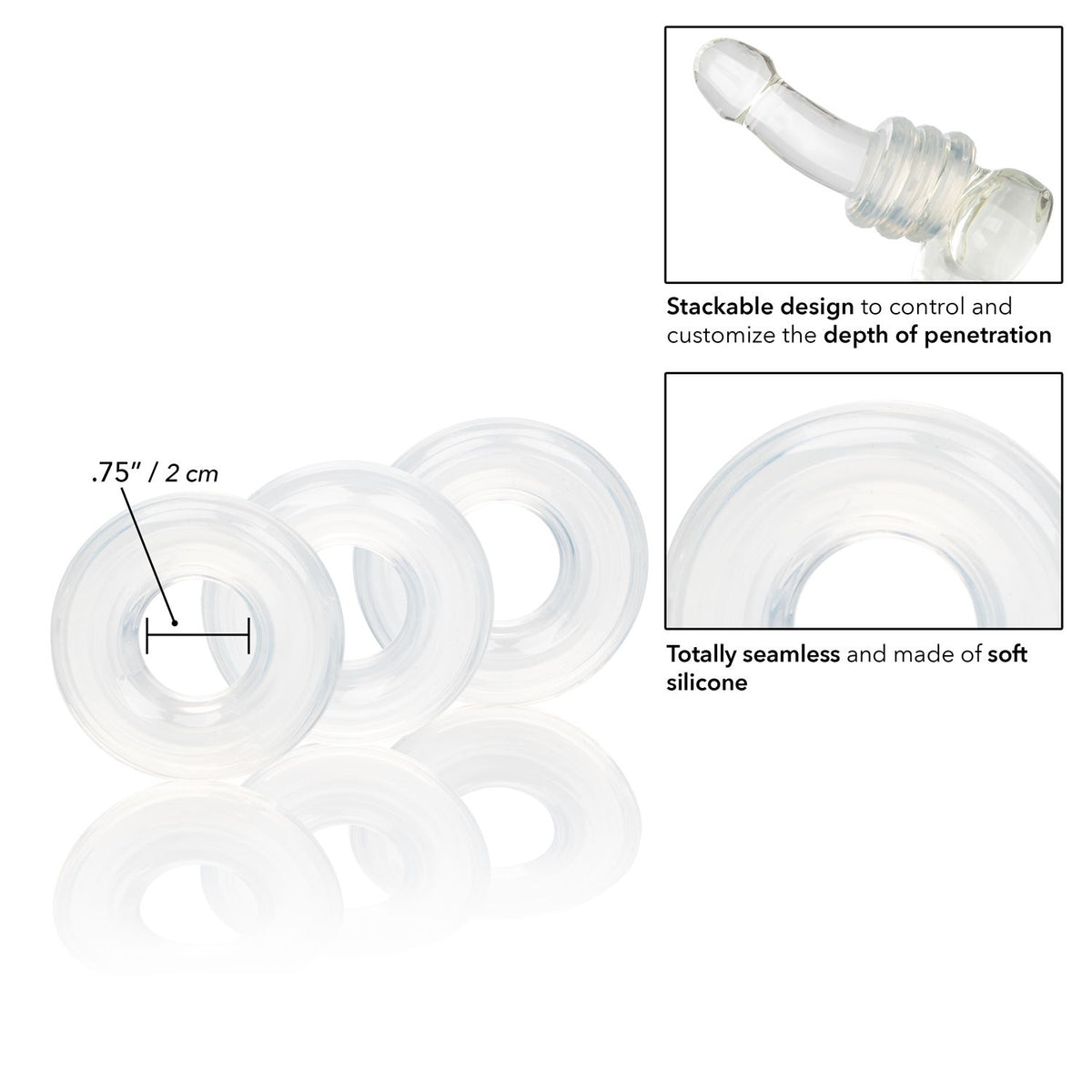 Set Of 3 Silicone Stacker Rings Clear