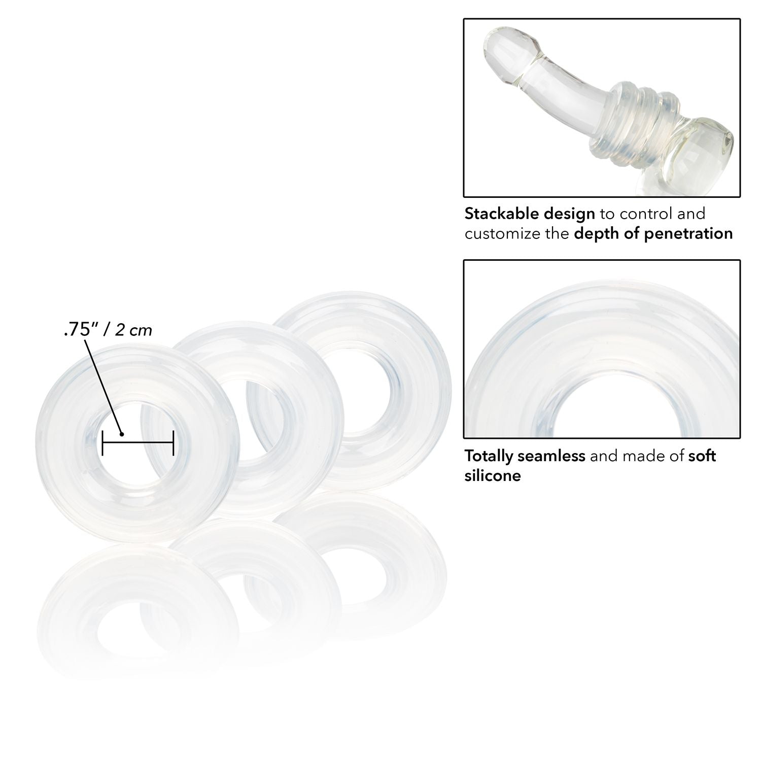 Set Of 3 Silicone Stacker Rings Clear
