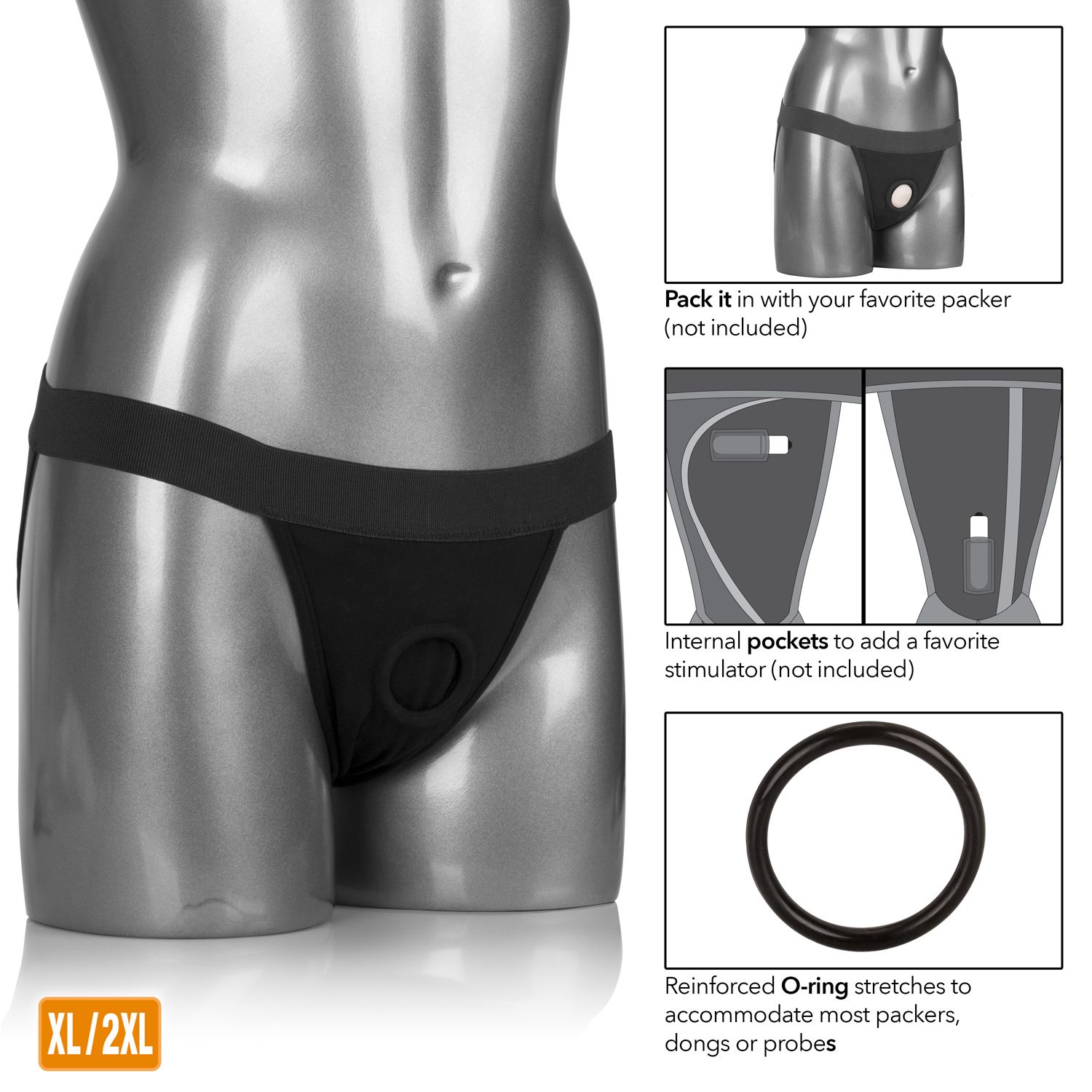 Packer Gear Black Jock Strap XL/2XL