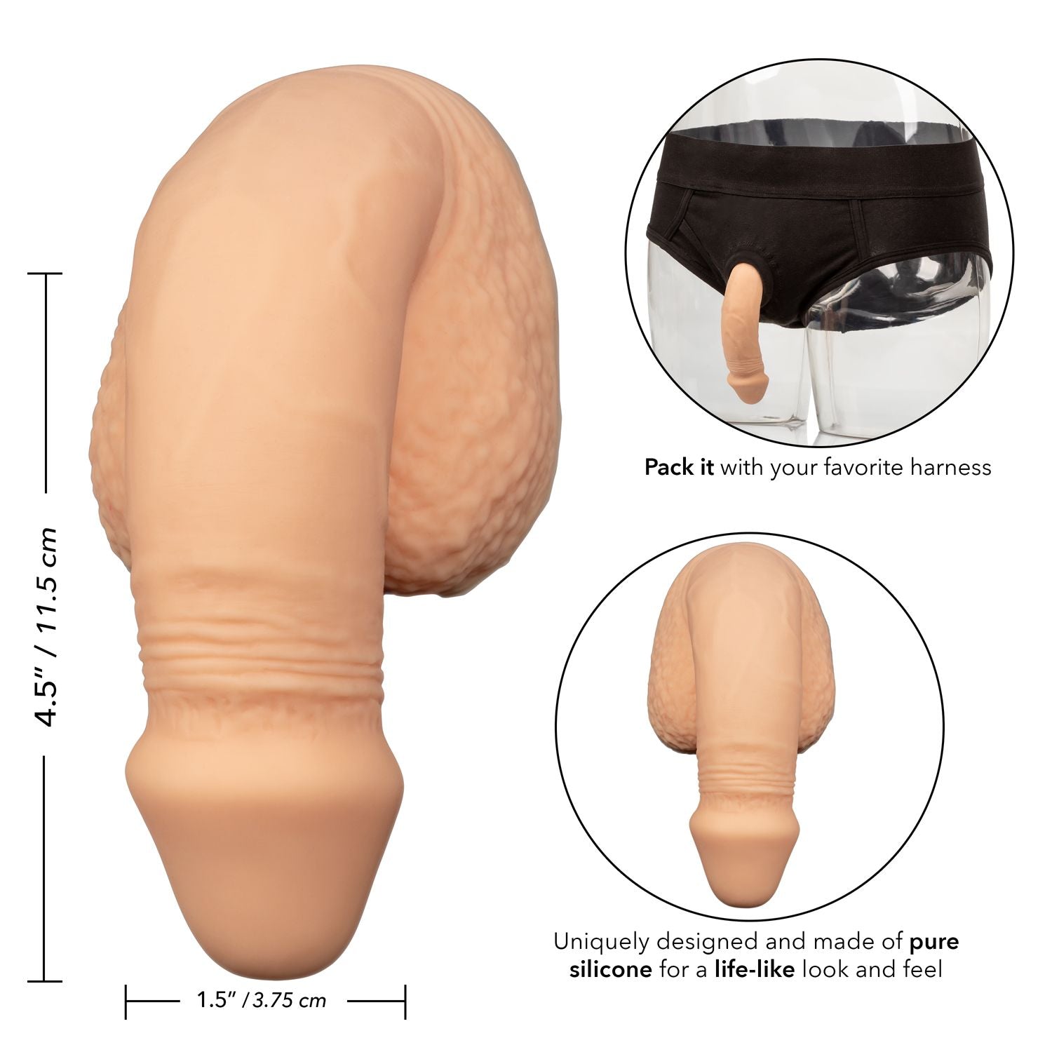 Packer Gear 5IN Silicone Penis Ivory