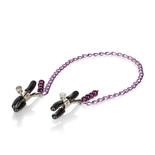 Nipple Clamps- Purple Chain with Navel Ring