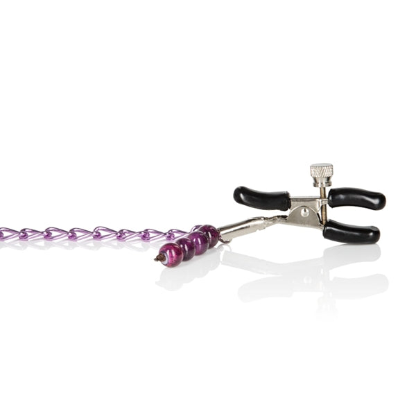 Nipple Clamps- Purple Chain with Navel Ring