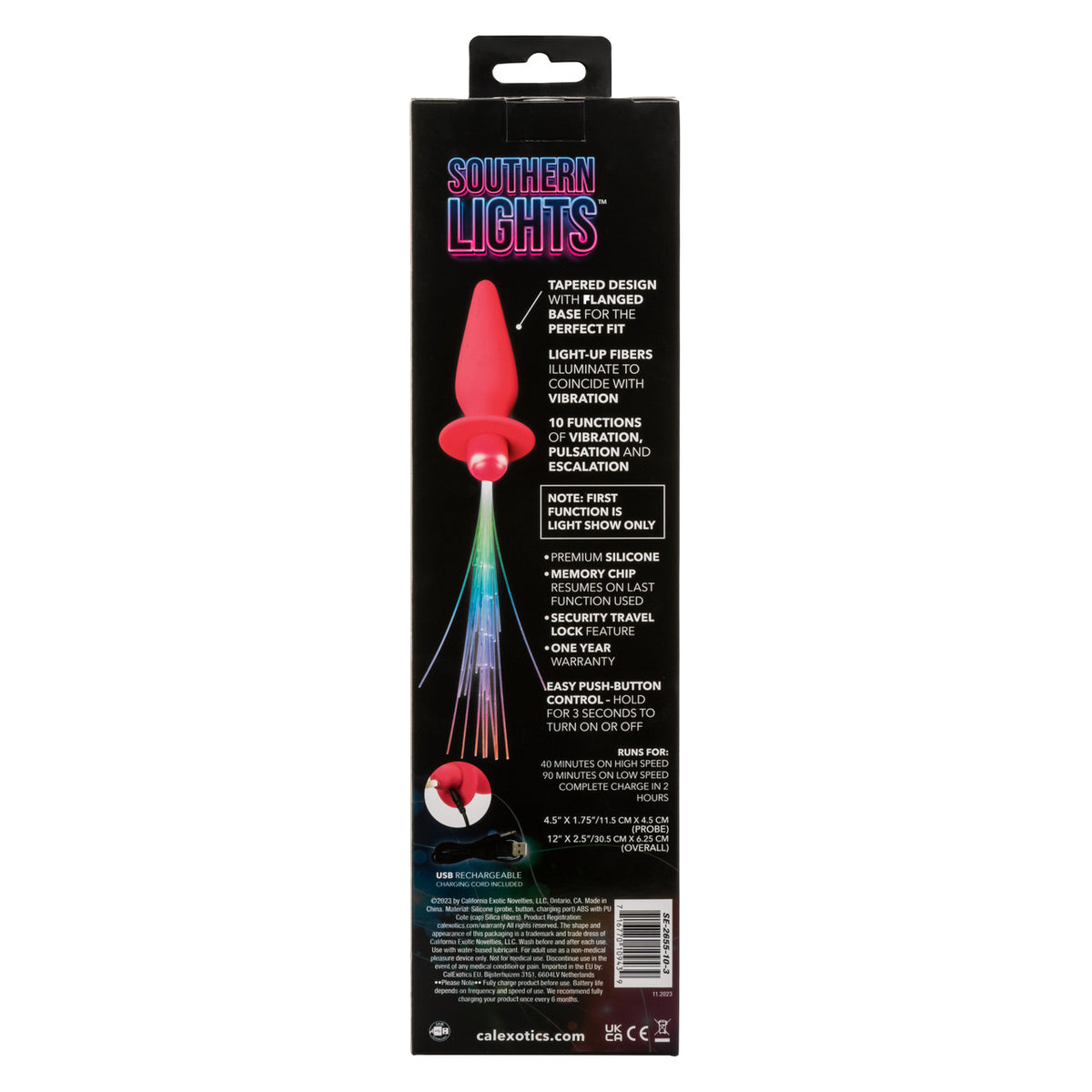 Southern Lights Rechargeable Vibrating Light Up Anal Probe - Pink