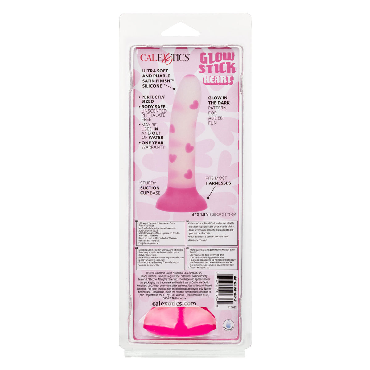Glow Stick Heart Suction Cup Glow-in-the-dark Dildo - Pink
