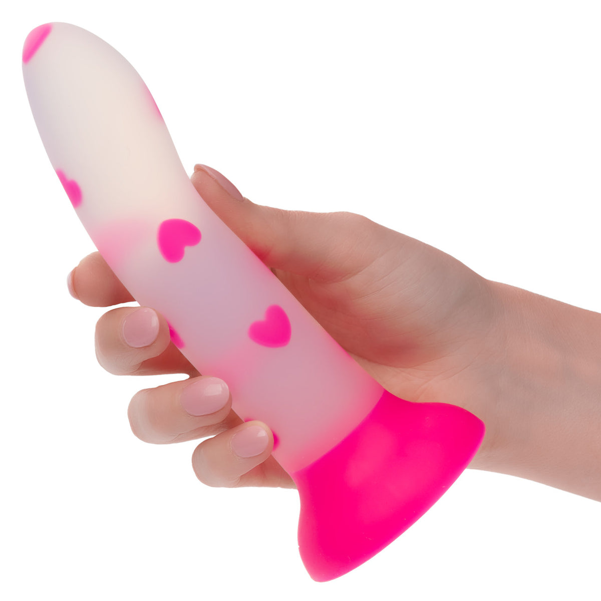 Glow Stick Heart Suction Cup Glow-in-the-dark Dildo - Pink