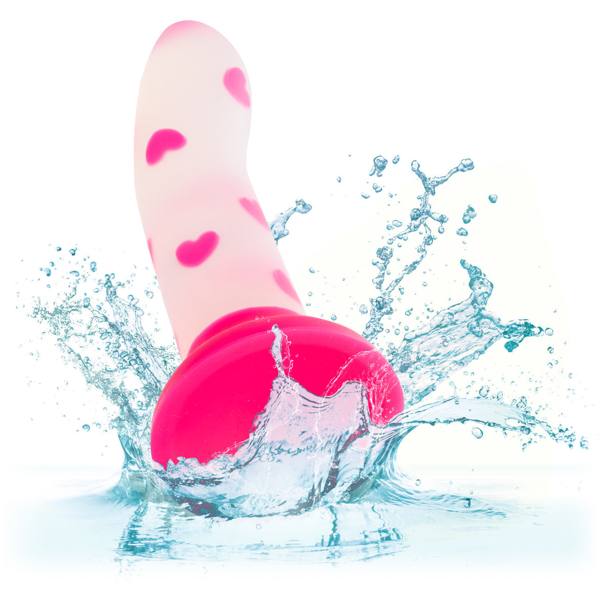 Glow Stick Heart Suction Cup Glow-in-the-dark Dildo - Pink
