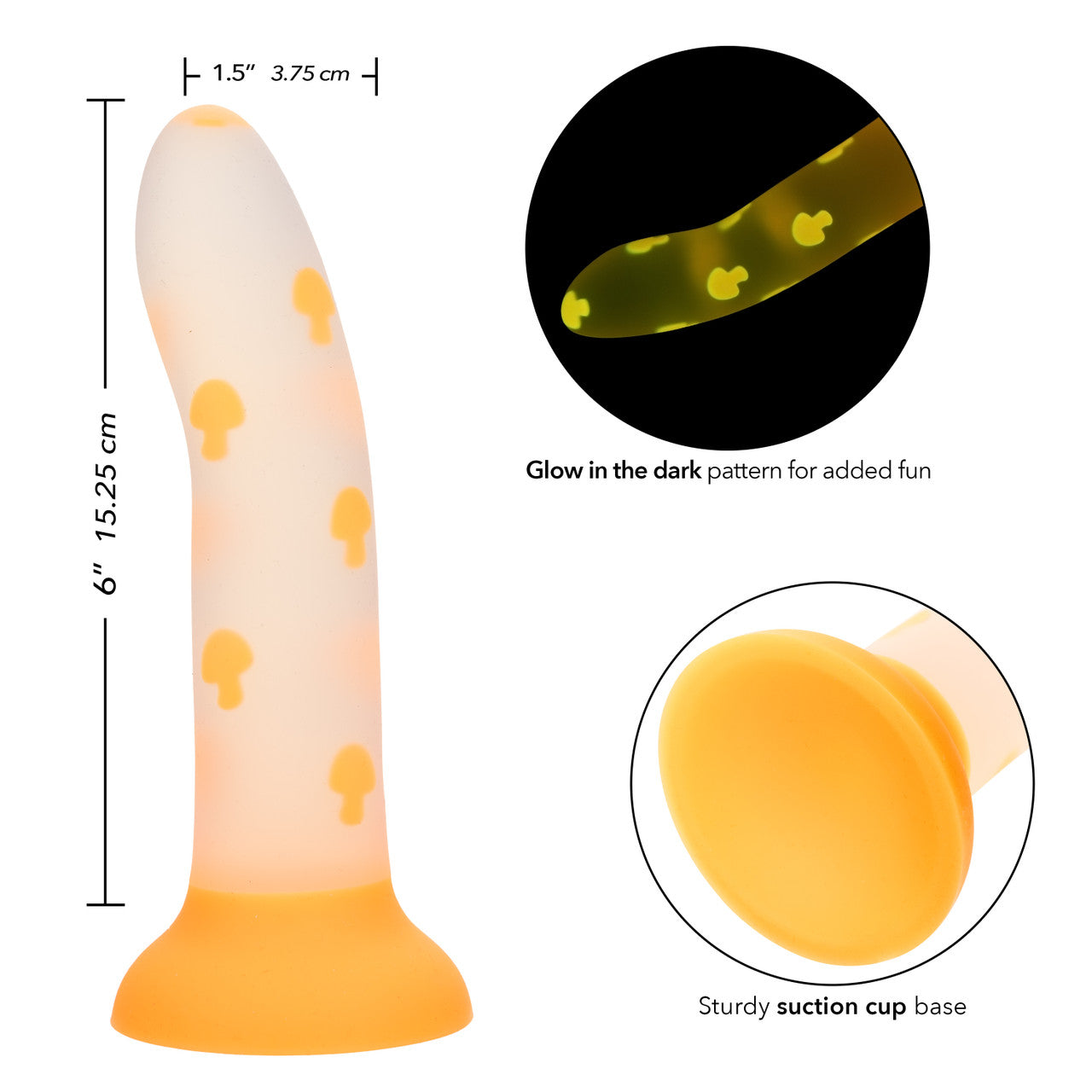 Glow Stick Mushroom Suction Cup Glow-in-the-dark Dildo - Yellow