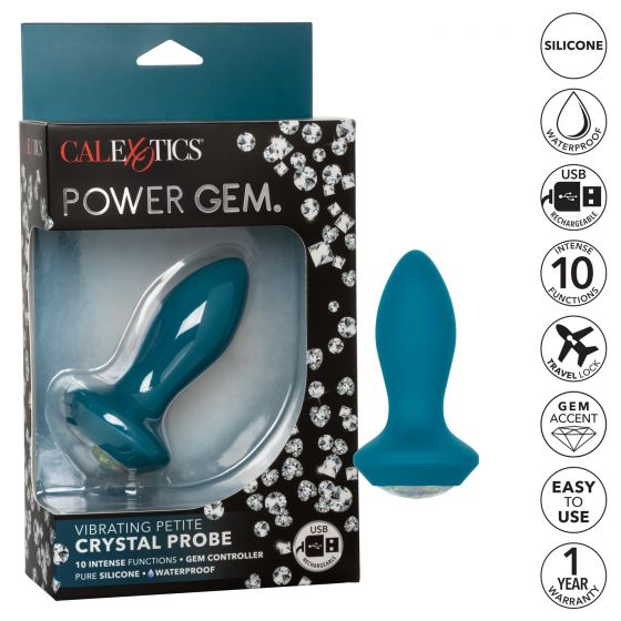 Power Gem Vibrating Petite Crystal Probe - Blue