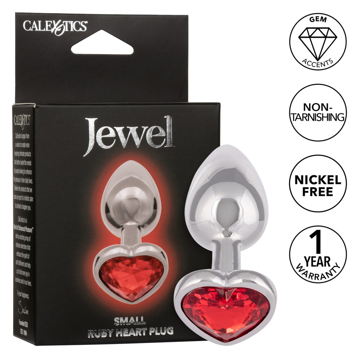 Jewel Small Ruby Heart Plug Red