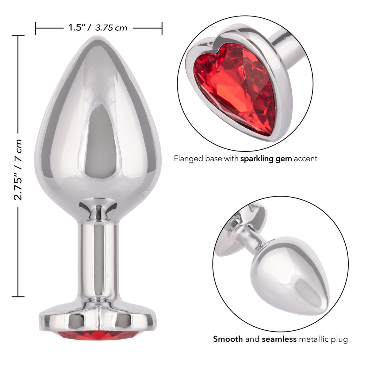 Jewel Large Ruby Heart Plug Red