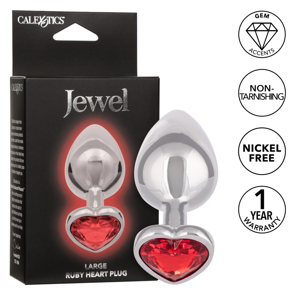 Jewel Large Ruby Heart Plug Red