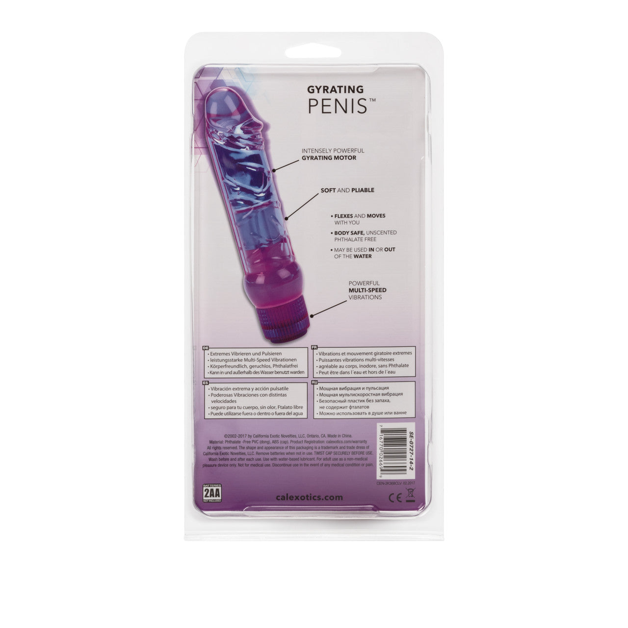 Waterproof Crystalessence Gyrating Penis Waterproof 6.5 Inch Pink