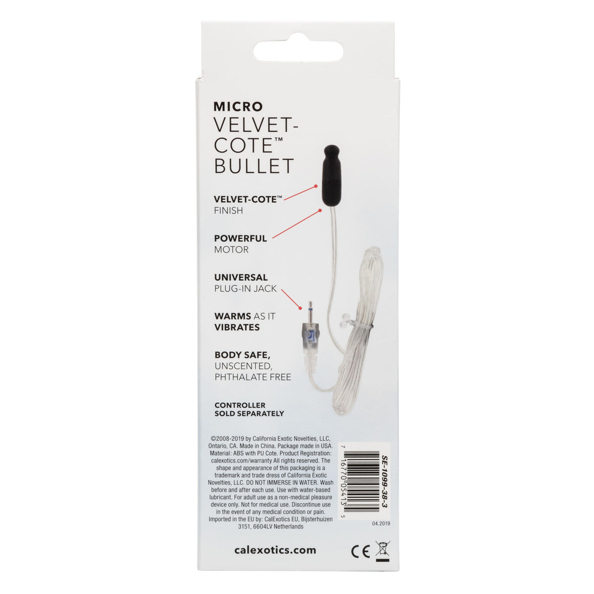 Sterling Collection Micro Size Velvet Cote Bullet With Plug In Jack