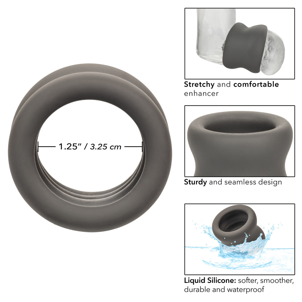 Alpha Liquid Silicone Scrotum Ring Gray
