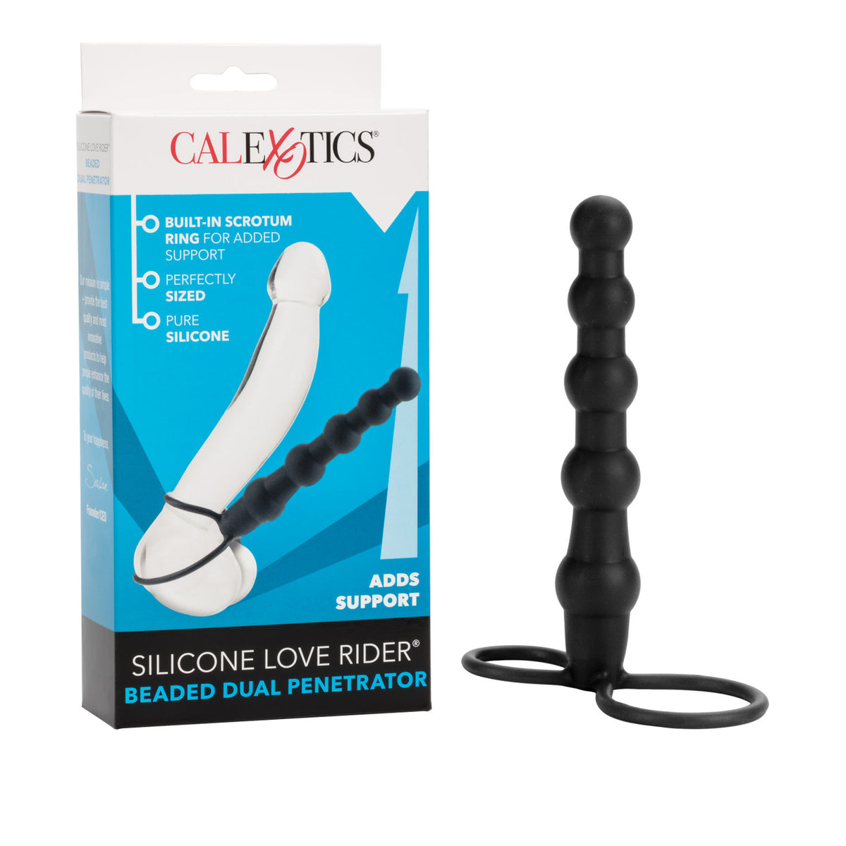 Silicone Love Rider Beaded Dual Penetrator Black