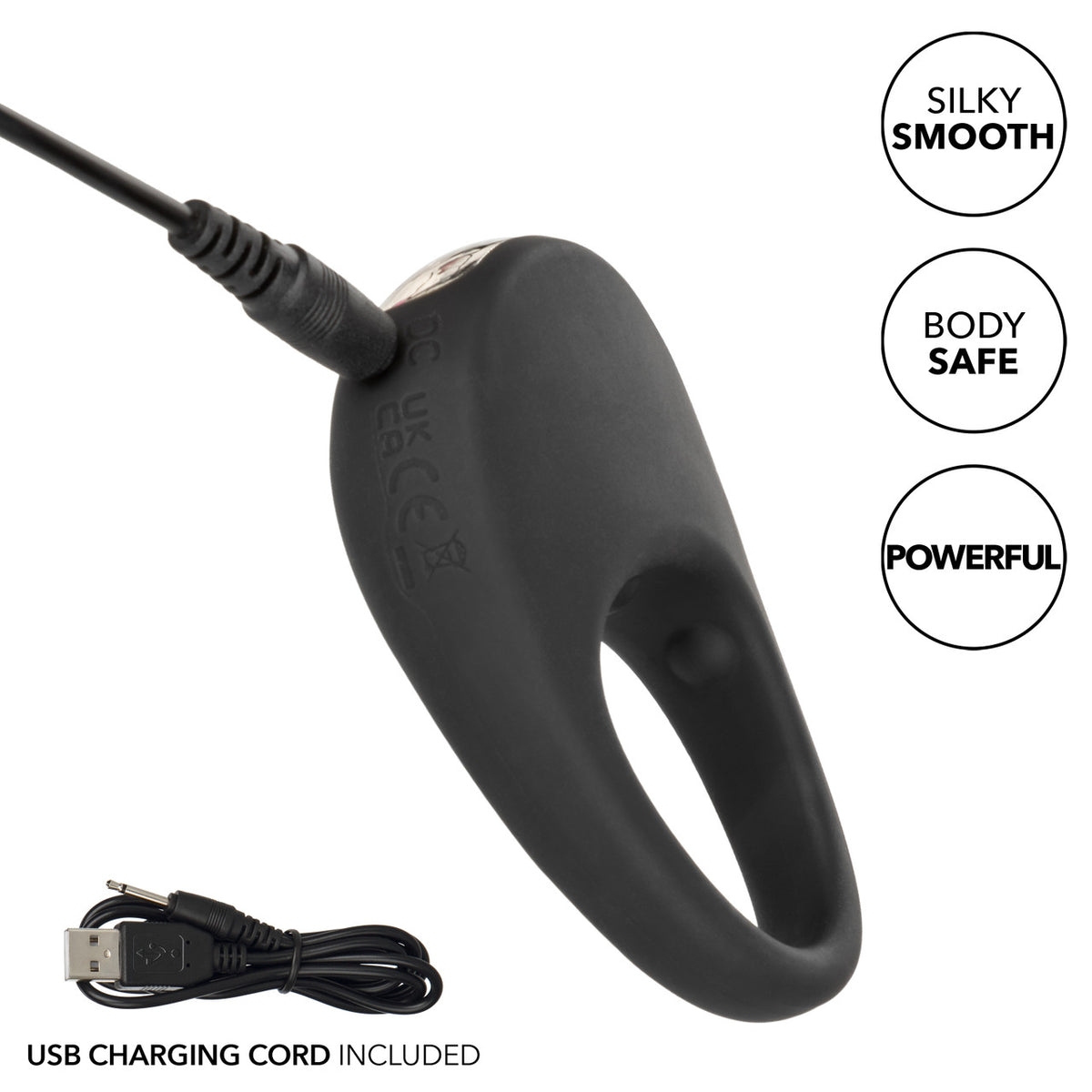 Silicone Rechargeable Pleasure Ring Blk