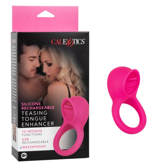 Teasing Tongue Enhancer Pink Vibrating Cock Ring