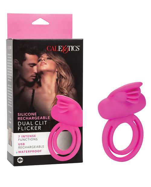 Dual Clit Flicker Enhancer Vibrating Cock Ring Pink