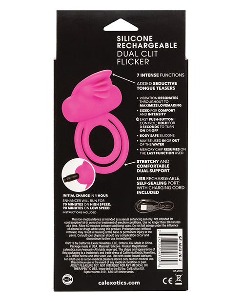 Dual Clit Flicker Enhancer Vibrating Cock Ring Pink