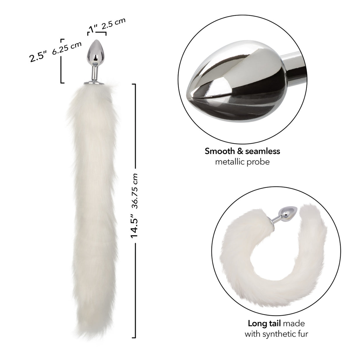 Running Wild White Tail Metallic Anal Probe