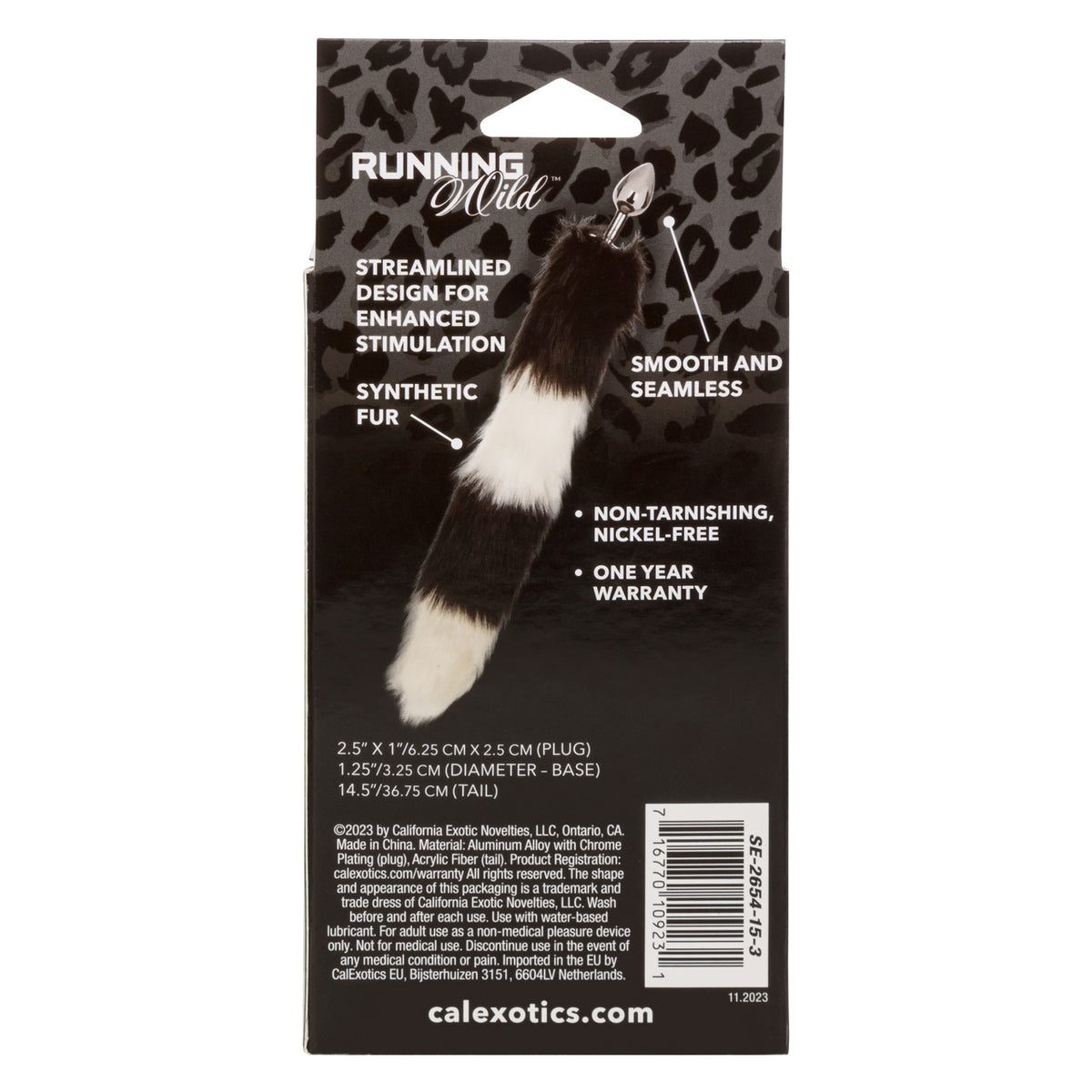 Running Wild Black & White Tail Metallic Anal Probe