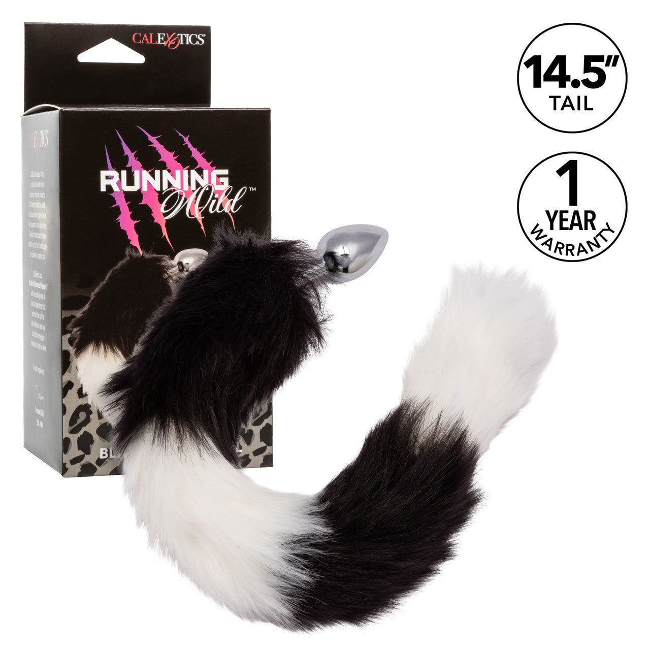 Running Wild Black & White Tail Metallic Anal Probe