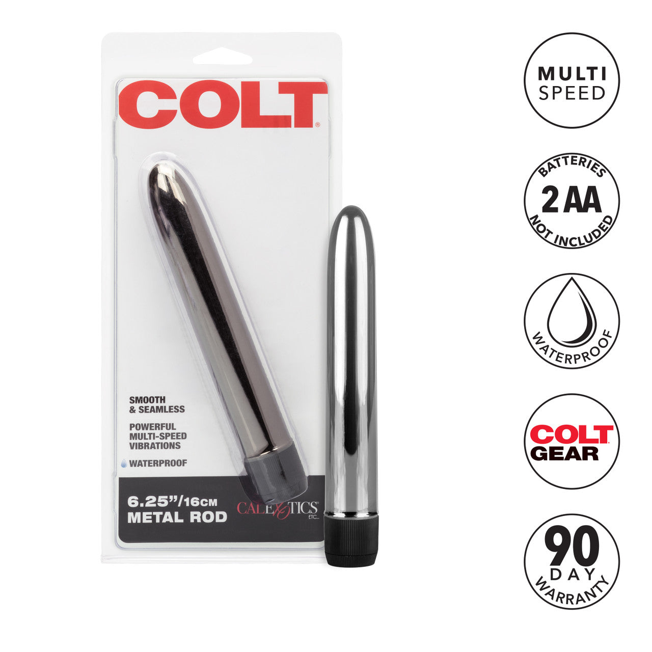 Colt Metal Rod 6.25 inches Plastic Vibrator Silver