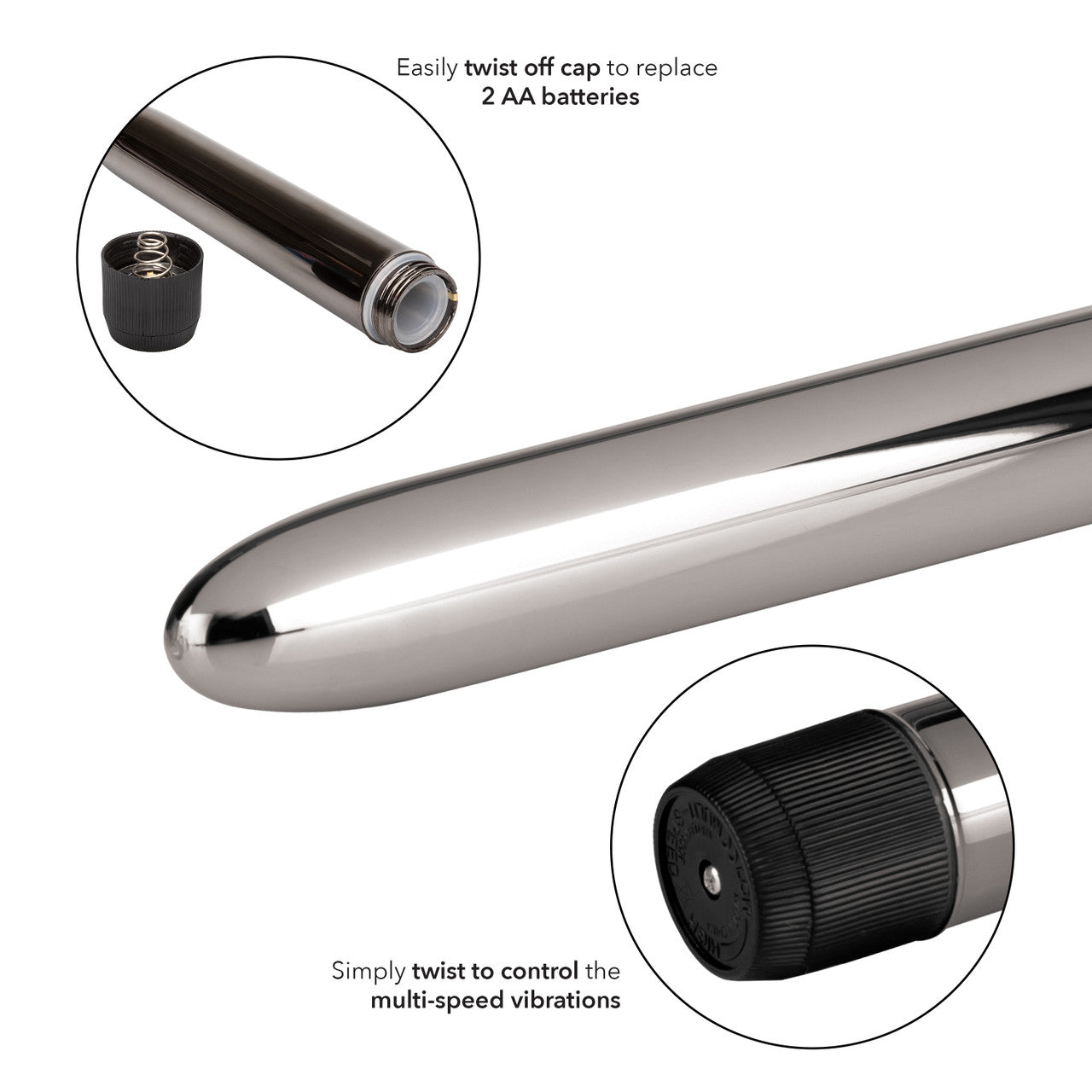Colt Metal Rod 6.25 inches Plastic Vibrator Silver