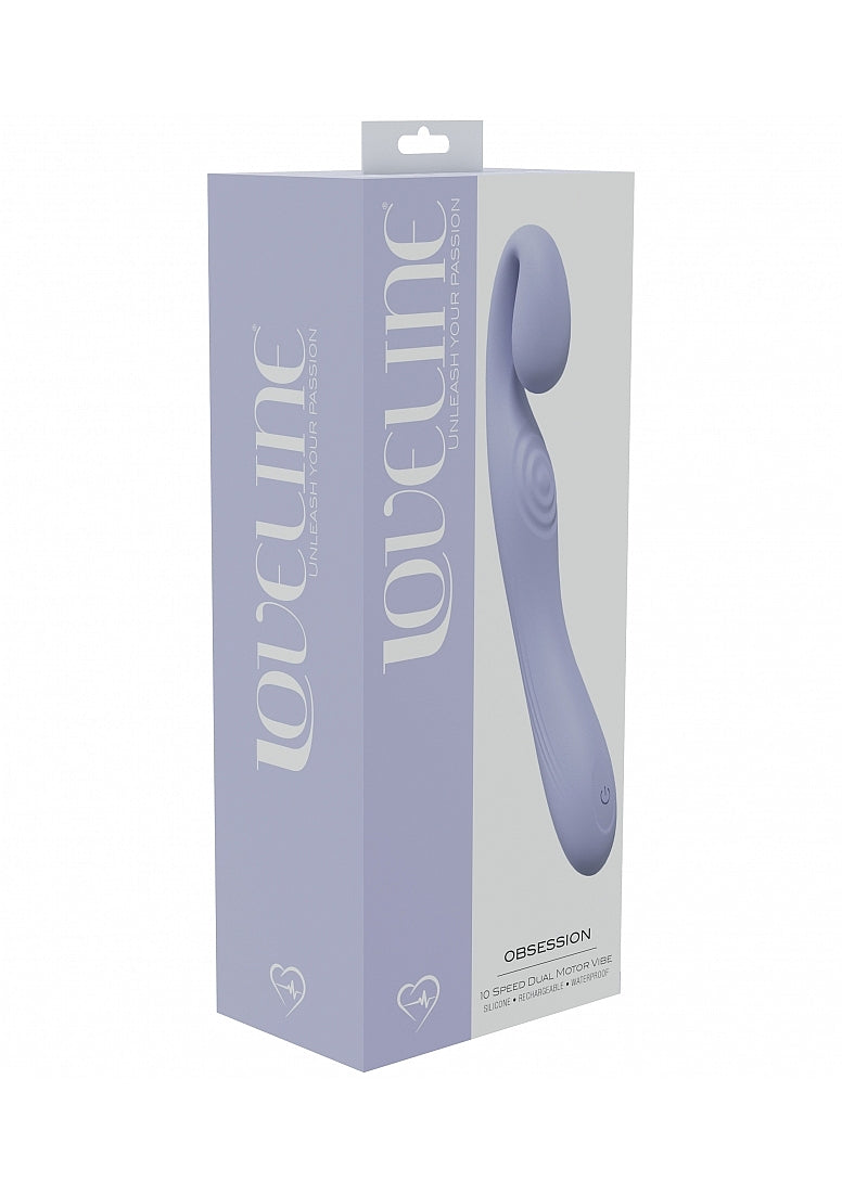 Loveline Obsession 10 Speed Dual Motor Vibe Sealed Silicone Rechargeable Submersible Lavender