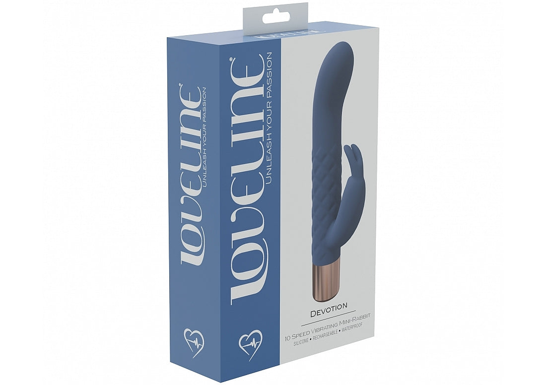Loveline Devotion 10 Speed Mini-rabbit Silicone Rechargeable Waterproof Blue/grey
