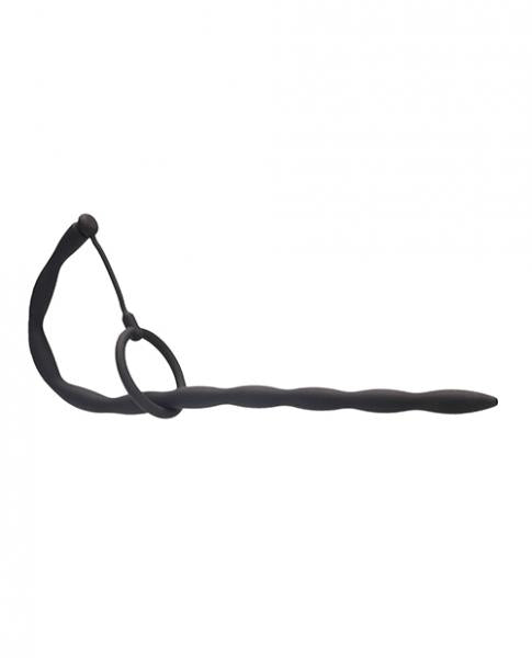 Silicone Plug & Cock Ring Set - Urethral Sounding - Black