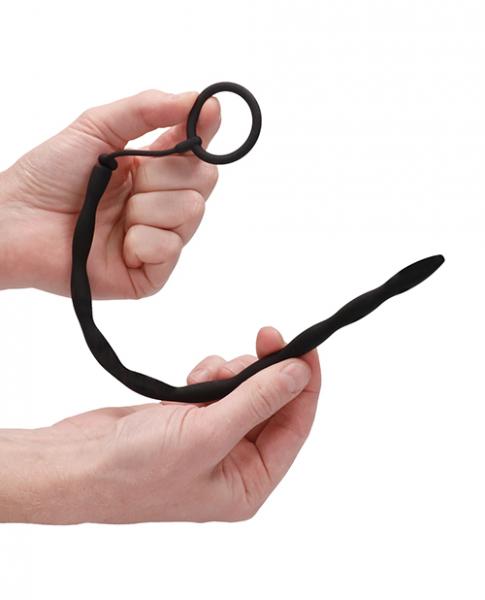 Silicone Plug & Cock Ring Set - Urethral Sounding - Black
