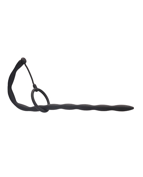 Silicone Plug & Cock Ring Set - Urethral Sounding - Black