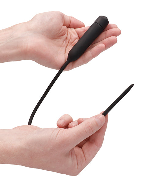 Vibrating Bullet Plug Extra Long Urethral Sound Black