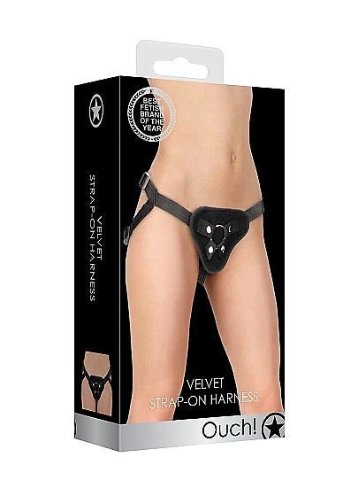 Ouch Velvet & Velcro Adjustable Harness With O-ring