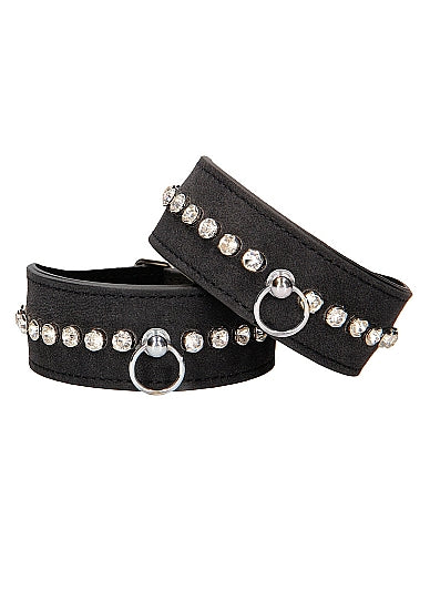 Ouch Diamond Studded Wrist Cuffs - Black