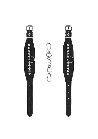 Ouch Diamond Studded Wrist Cuffs - Black