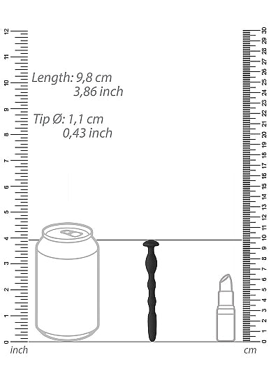 Ouch! Urethral Sounding - Silicone Cock Pin - Black - 11 Mm