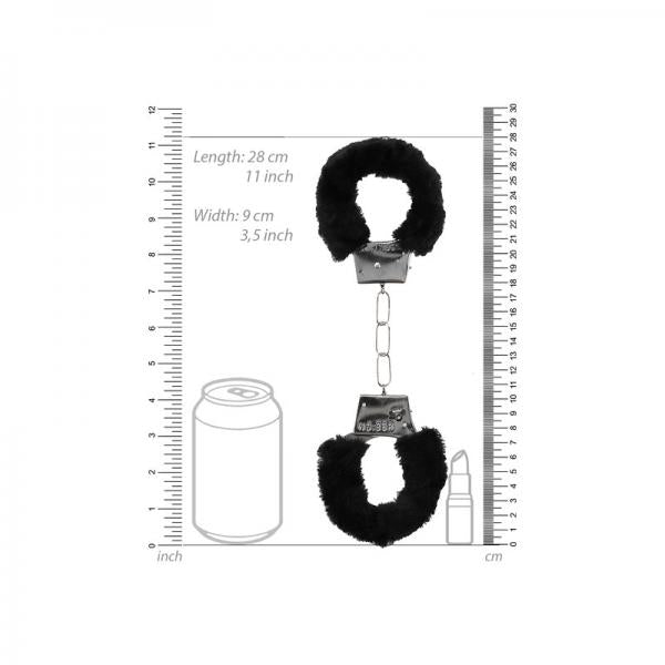 Ouch! Black & White Pleasure Furry Handcuffs With Quick-release Button