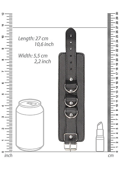 Ouch! Black & White Bonded Leather Wrist Or Ankle Cuffs With Adjustable Straps