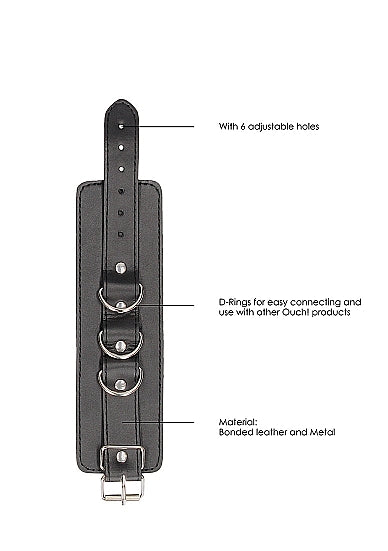 Ouch! Black & White Bonded Leather Wrist Or Ankle Cuffs With Adjustable Straps