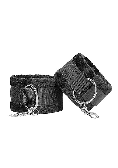Ouch! Black & White Velcro Hand Or Ankle Cuffs With Adjustable Straps Black