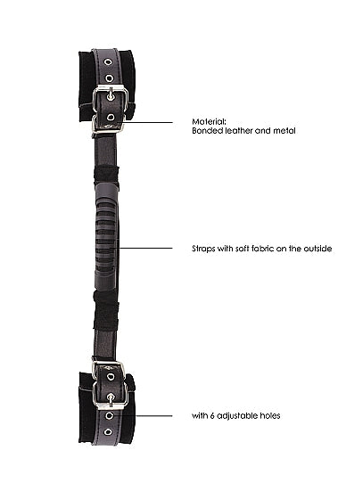 Ouch! Black & White Bonded Leather Hand Cuffs With Handle With Adjustable Straps Black
