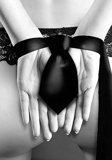 Ouch! Black & White Satin Bondage Tie Black