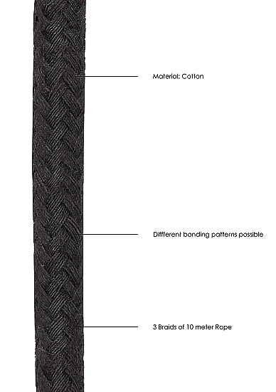 Ouch! Black & White Japanese Rope 10 Meters Black