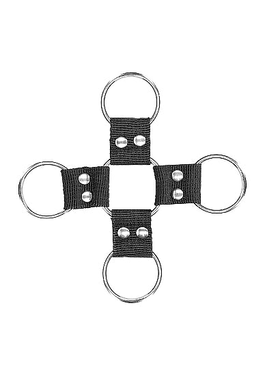 Ouch! Black & White Velcro Hogtie With Hand And Ankle Cuffs Black