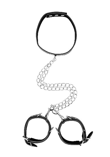 Ouch Bond Leather Collar Cuffs Leash Blk
