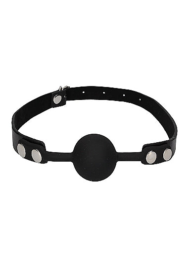 Ouch! Black & White Silicone Ball Gag With Adjustable Bonded Leather Straps Black