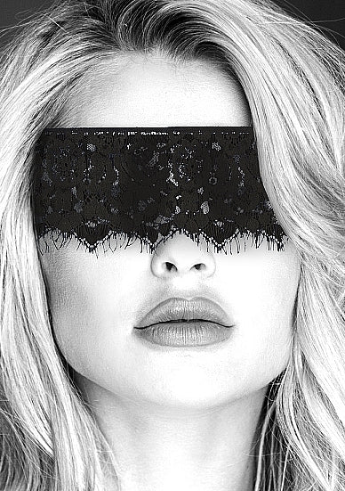 Ouch! Black & White Lace Mask With Elastic Straps Black